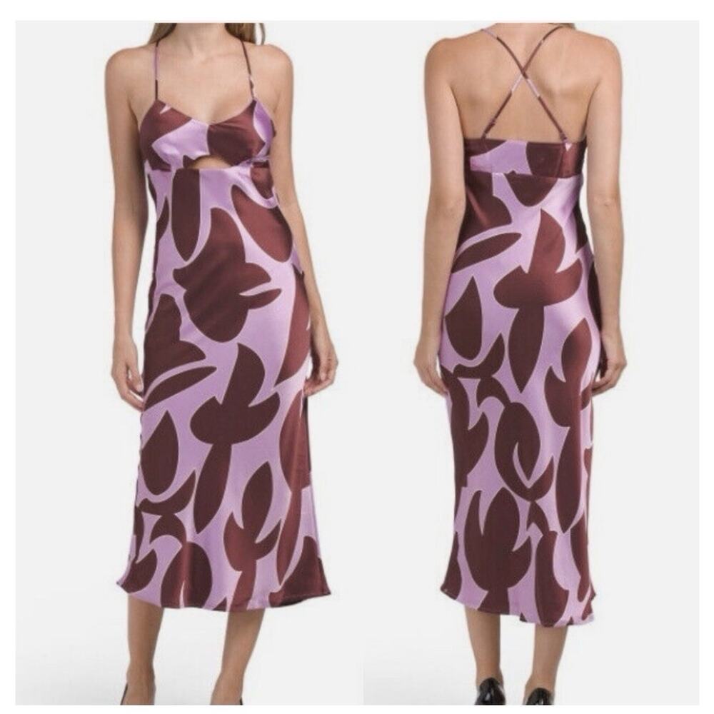House Of Harlow 1960 Slip On Boho Satin Cut Out Midi Dress (S) 70’s Inspired